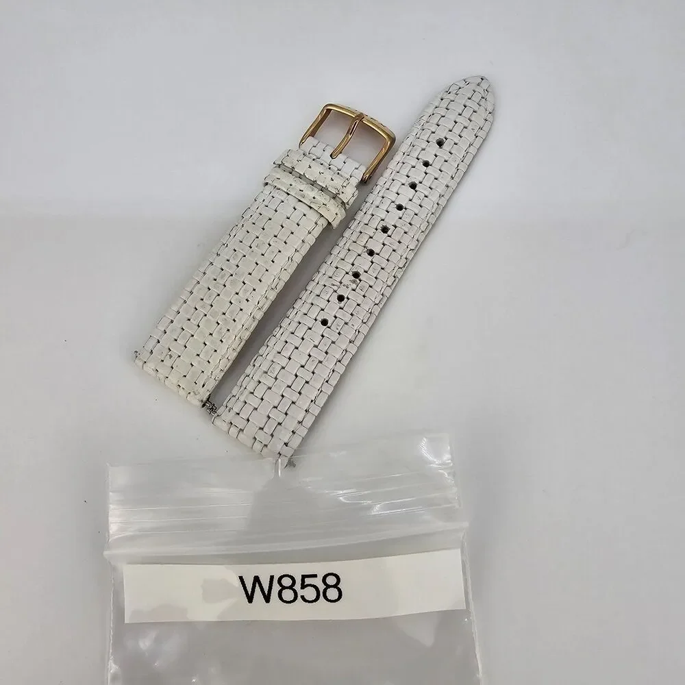Timex 20MM White Leather Band‎ Straps Gold Buckle